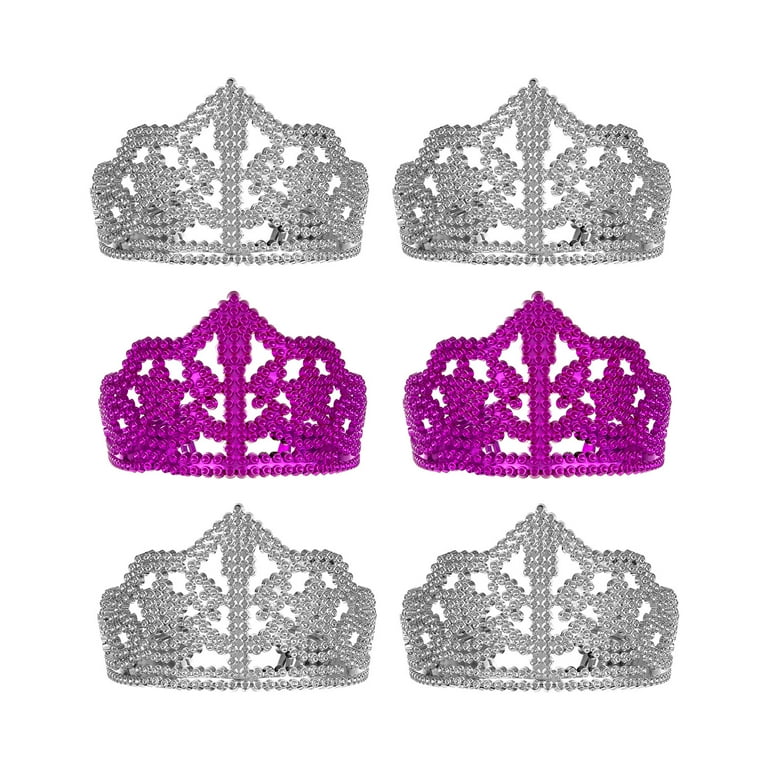 Way To Celebrate Princess Tiaras, Silver and Pink, 6 Pack