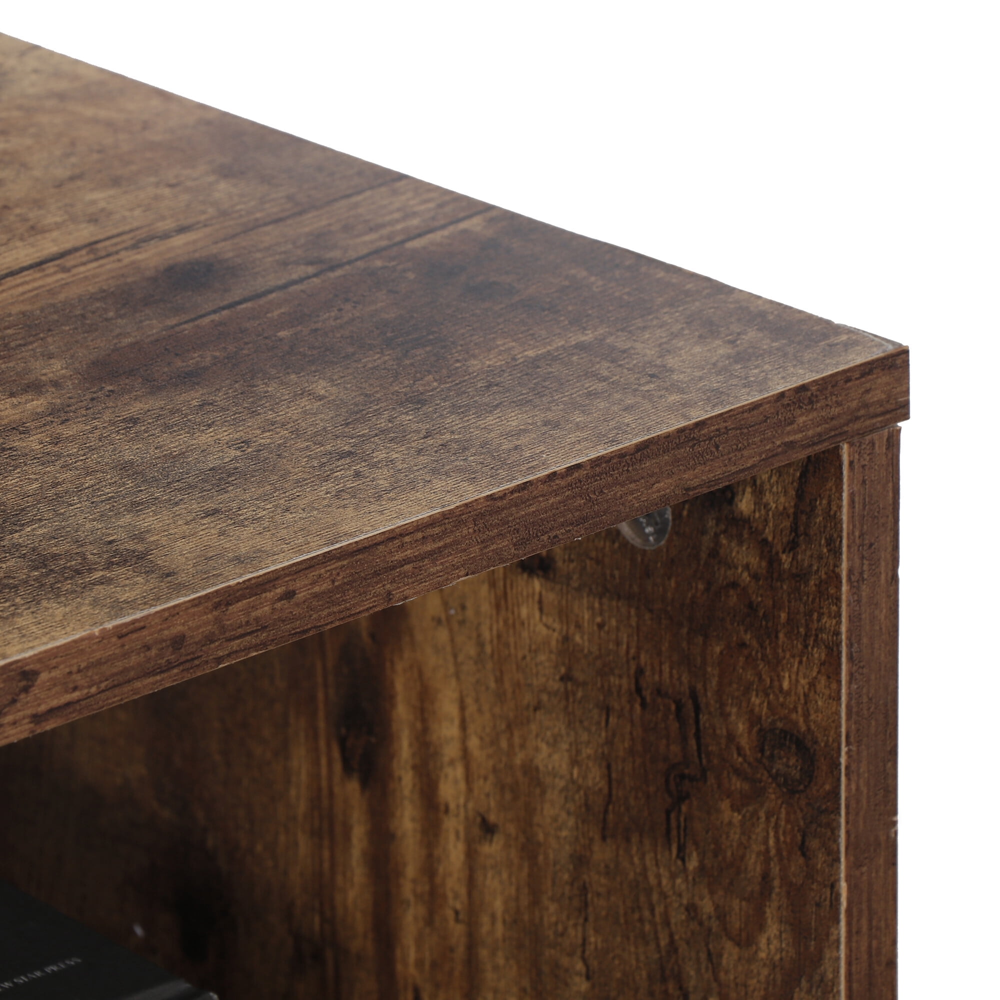 HomGarden 2-Tier Wood Coffee Table Retro Sofa Side Table Cocktail Table for Living Rom Brown