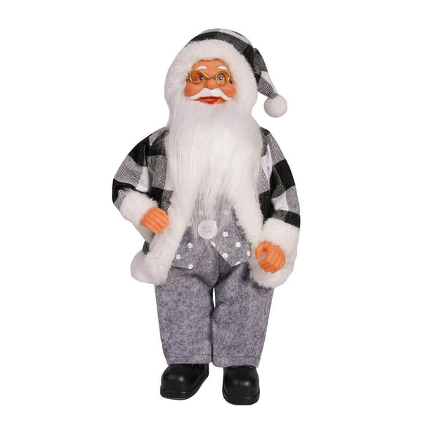 Muñeco de Papá Noel navideño, decoración navideña práctica para la fiesta de Navidad en casa Cuadros blancos y negros