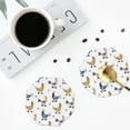 thumbnail image 4 of Lsque Farm Roosters Pattern 4" Drink Coasters Set of 4, PVC Leather Absorbent Coasters, Table Coaster Set Decorative Coffee Cup Coasters Housewarming Gift -Octagon, 4 of 6