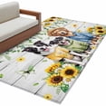 thumbnail image 2 of Area Rug 48×72in, Watercolor Country Dogs Floor Carpet Living Room Rug, Sunflowers Daisy on Wood Non-Slip Welcome Mat Indoor Rugs for Bedroom Dining Room, 2 of 9