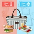 thumbnail image 6 of Tirrinia Adult Kid Lunch Bags, Women Men Large Oxford Lunchbox for Office, Beach, Picnic, School, Cute Soft Lunch Bag Tote, 10 Soda Cans Capacity，Gray Stripe, 6 of 8
