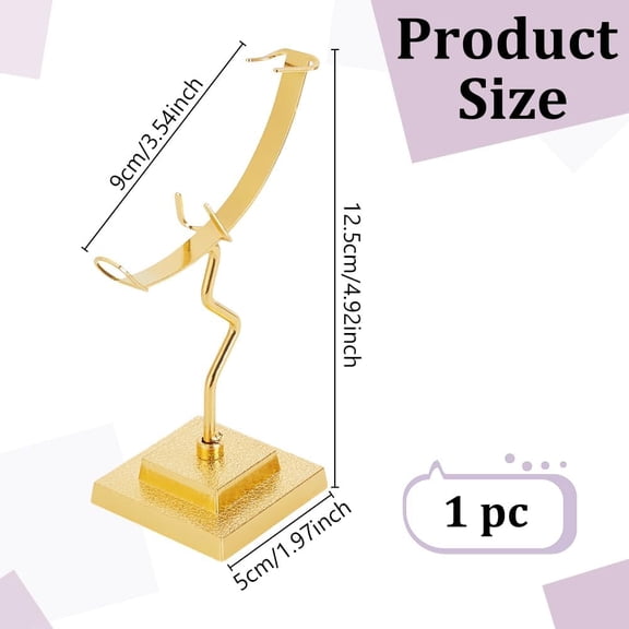 Ball Holder Moon Shaped Small Display Stand Alloy Sphere Display Holder for Gemstones Geodes Mineral Agate Home Office Decor 3.54x1.97x4.92 inch Golden