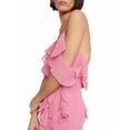 thumbnail image 4 of Women'S Chiffon Halter Maxi Dress Sleeveless Backless with Asymmetrical Ruffle Detail Pink XL, 4 of 9