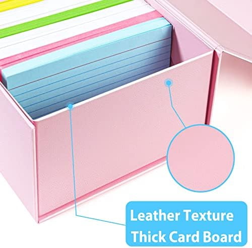 Quivanta 3x5 Index Card Holder Pink Card File Box Organizer, Hold 1200 3x5-Inch Flash Cards- 1 Pack Pink