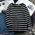 thumbnail image 3 of Women's Long Sleeves Striped T Shirt Round Neck Cotton Causal Tops, 3 of 11