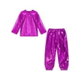 thumbnail image 4 of vastwit Metallic Shiny Jazz Dance Outfits Set for Boys Girls Long Sleeve Pullover T-shirt with Pants Performance Dancewear Hot Pink 170, 4 of 7