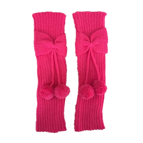 Women Leg Warmer, Fashion Cute Solid Color Bowknot Plush Ball Soft Knitted Winter Leg Warm Thigh High Long Boot Socks