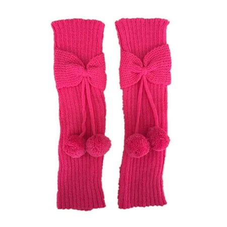 

Bluethy Leg Warmer Bowknot Ball Warm Solid Color Knitted Boot Socks for Autumn Winter