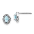 thumbnail image 3 of 14K White Gold Plated Diamond & Cabachon Aquamarine Stud Earrings, 3 of 5