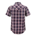 thumbnail image 2 of Men’s Western Short Sleeve Button Down Casual Plaid Pearl Snap Cowboy Shirt (#3 Red/Grey, 2XL), 2 of 3
