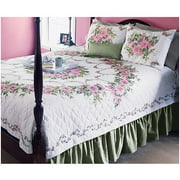 Bed Of Roses Stamped Cross-Stitch Quilt, 90" x 90"