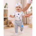 thumbnail image 6 of KIMI BEAR Newborn Baby Boy Layette Set 0-3 Months Winter Clothes 3 Packs Rompers Pants Coat with Hat Gloves Outfits Set Essentials Clothing Gray, 6 of 9