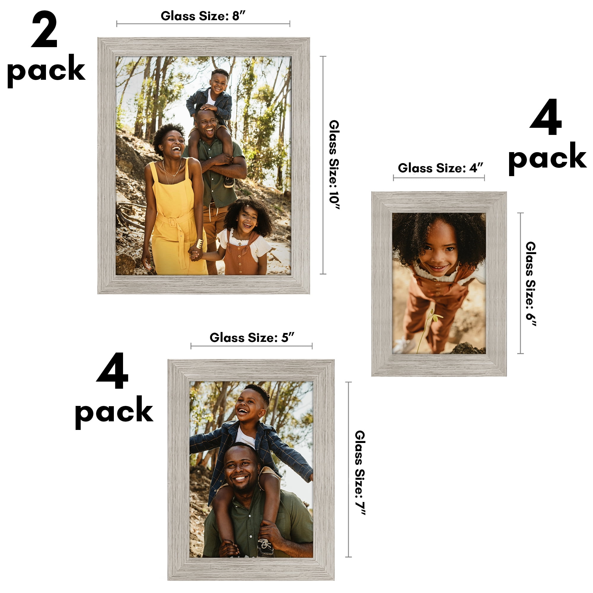 Americanflaf 10 Pack Picture Frame with Shatter-Resistant Glass 8x10, 5x7, 4x6 Gallery Wall Signature - Driftwood