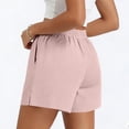 thumbnail image 4 of Only Moment Women's Drawstring Sweat Shorts Blended Fabric Hiking Cargo Bermuda Shorts Lightweight Knee Length Capris for Summer Travel Fishing Workout Shorts Women Pink,S, 4 of 6