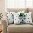 thumbnail image 2 of St. Patrick's Day Outdoor Waterproof Pillow Covers, Cute Puppy Shamrock Hat Dog Green Plaid Decorative Rectangle Throw Pillowcase Sofa Cushion Sham for Patio/Couch/Chair, 20"x12" 2 Pack, 2 of 8