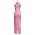 thumbnail image 4 of CAICJ98 Grande Taille Robes Femmes Sans Manches V Cou Split Soirée Longue Robe Argent L, 4 of 5