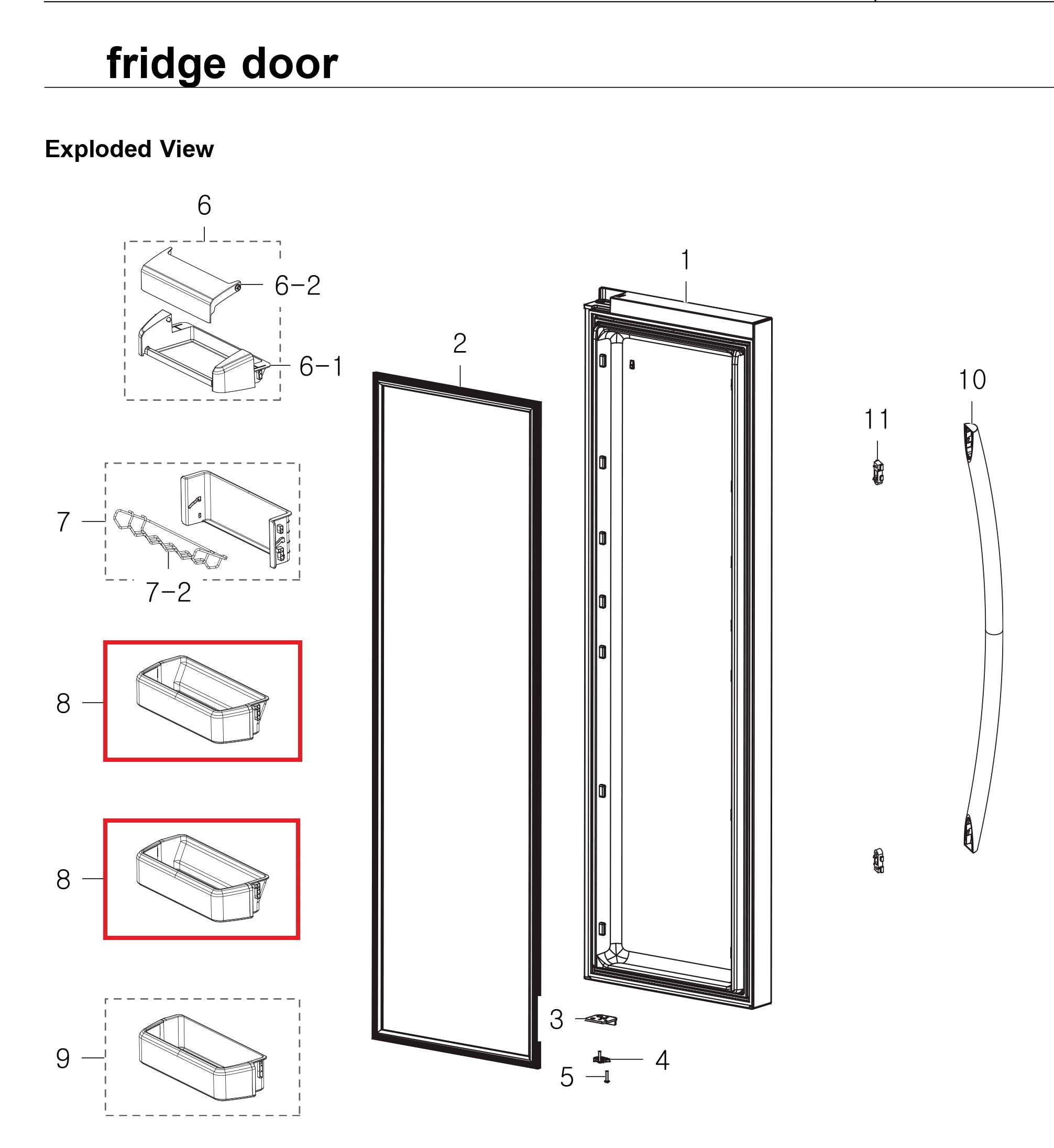 Samsung OEM Original Part: DA97-06177C Refrigerator Door Bin Guard Assembly