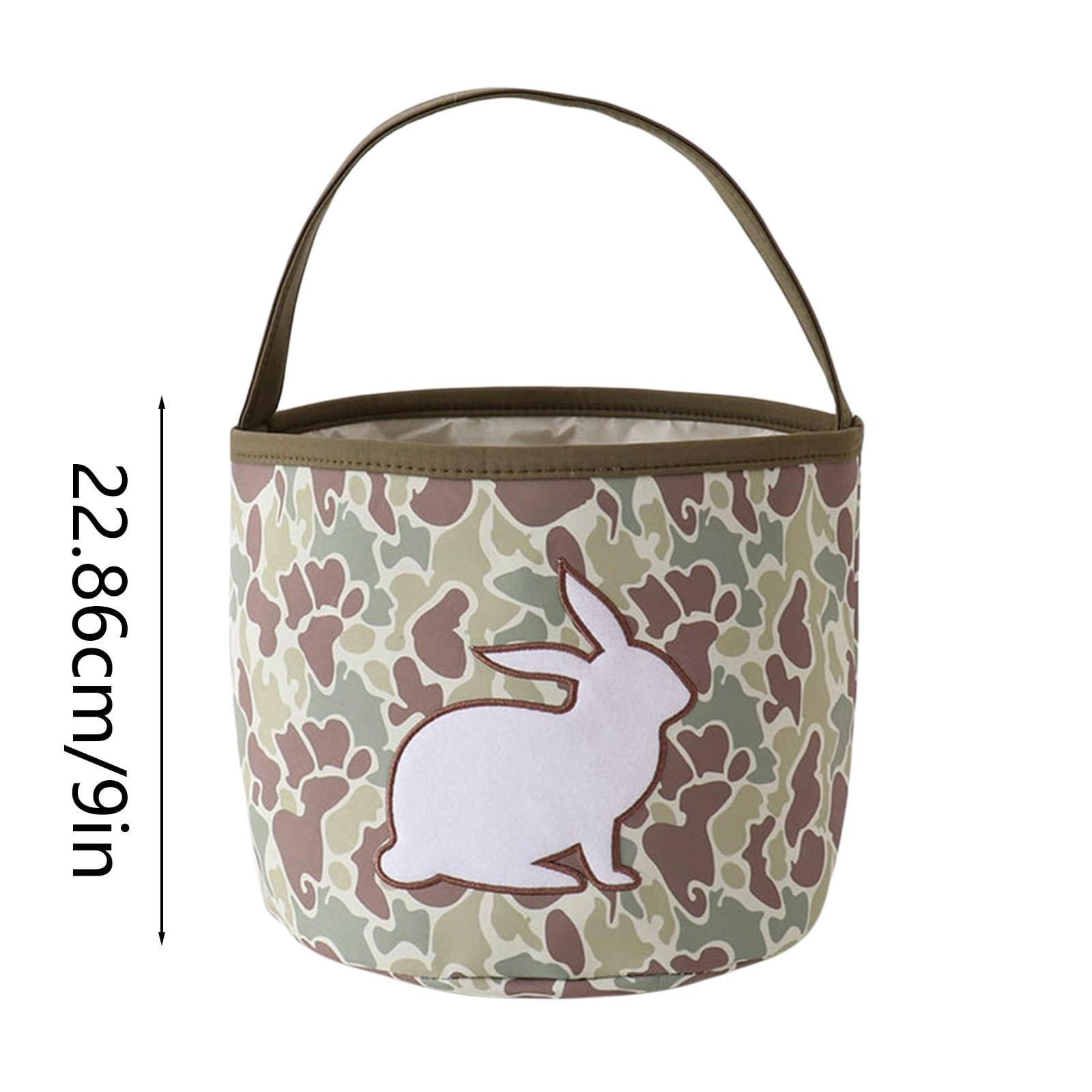 Gytml Easter Bunny Basket Egg Bags,Canvas Cute Cotton Personalized Candy Egg Basket Rabbit Print With Handle Buckets Gifts Bags For Easter B-23cm