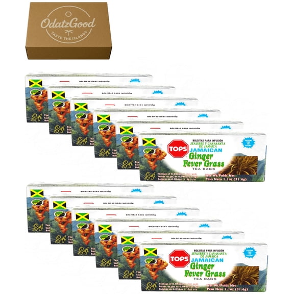 Tops Ginger Lemon Grass 24Tea Bags (31.6g) 12-Pack – Product of Jamaica – Curated & Packaged by ODatzGood