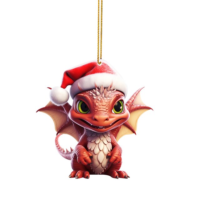 Colgante De Dragón Bebé Para Árbol De Navidad, Colgante De Coche Con Dragón De Dibujos Animados, Colgante De Acrílico Plano 2D Para Árbol De Navidad