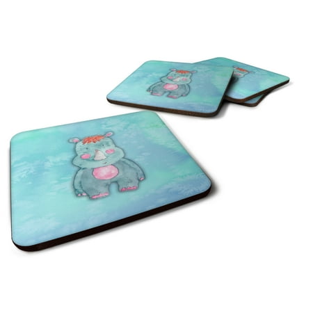 

Carolines Treasures BB7381FC Rhinoceros Watercolor Foam Coaster Set of 4 3 1/2 x 3 1/2 multicolor