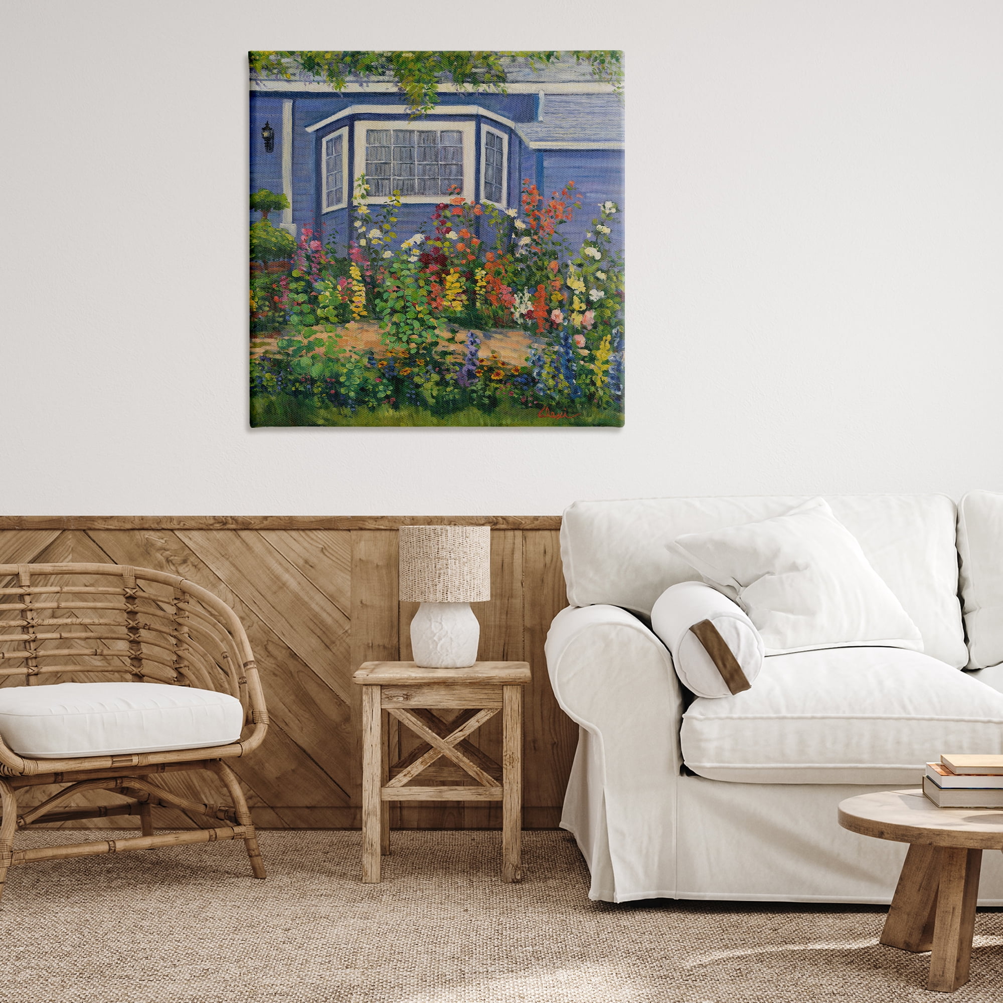 Stupell Industries Country Cottage Lovely Garden Landscape & Nature Painting Wrapped Canvas Art Print Wall Art, 36 x 36