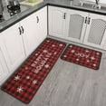 thumbnail image 2 of Christmas Snowflake Kitchen Rug Set,Buffalo Plaid Xmas Winter Happy Holiday Joy Runner Rugs with Rubber Backing,Throw Rugs Washable for Kitchen Sink,Laundry Room,Standing Desk,Red, 2 of 7
