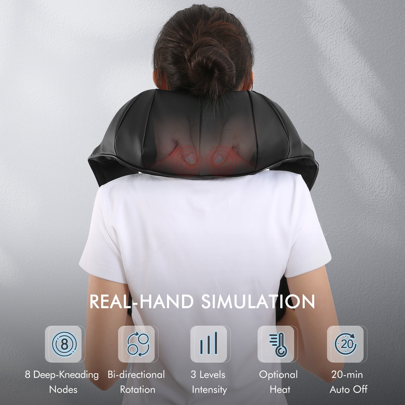 Back Massager with Adjustable Heat and Straps, Shiatsu Neck Massagers –  MARNUR
