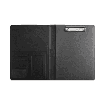 Resume Portfolio Folder with A4 Size Clipboard Black Leather Padfolio for Men Women Business Organizer