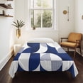thumbnail image 4 of Navy Blue Geometric Tapestry for Bedroom Wall Hanging Tapestry, Middle Century Modern Abstract Art Ceiling Backdrop Tapestries Poster Blanket Wall Decor for Teens Room Living Room Dorm 55" x 73", 4 of 8