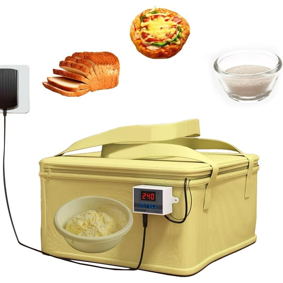 Versatile Dough Proofer with Heater, Bread Pizza Dough Proofing Box Temperature Control Proofing Accessories for Making Bread, Yogurt, Natto and Handmade Soap, 11.8*11.8*7.6in, Yellow