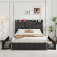 thumbnail image 2 of Storage Bed Frame, Wingback Headboard withTufted Upholstery, IntegratedCharging Hub, Reinforced Platform, 2 of 9