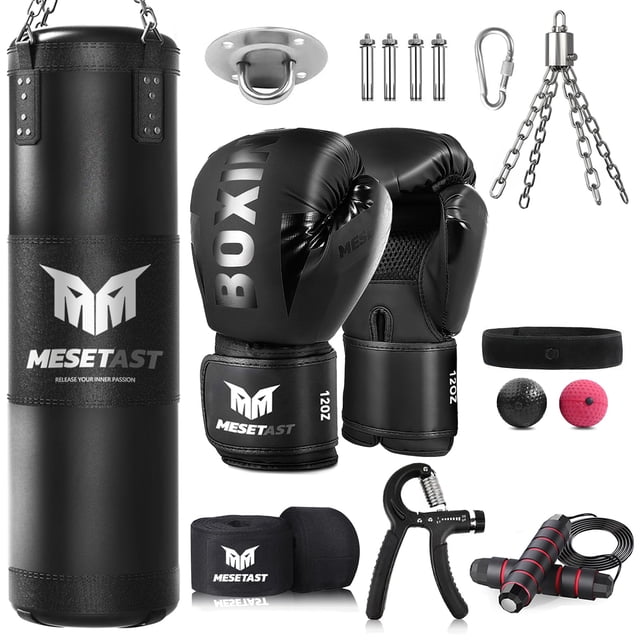 Saco de boxeo MESETAST Mesetast de 4 pies para adultos con guantes de 12 oz