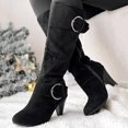 thumbnail image 5 of YLYL Women Knee High Boots Buckle Wide Calf Chunky Mid Heel Side Zipper Dressy Fall Winter Boots, 5 of 7