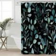 thumbnail image 2 of Small Stall Shower Curtain 36x72 Inch Narrow Half Size Teal Black Botanical Bath Curtains Bathroom Decor Spring Eucalyptus Leaves Greenery Waterproof Fabric Shower Curtain Set with Hooks 36 Inch, 2 of 6