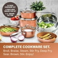 thumbnail image 4 of Gotham Steel Hammered Copper 10 Pc Pots and Pans Set Non Stick Cookware Set, Ceramic Cookware Set Stay Cool Handles, Induction Capable Oven Dishwasher Safe, 4 of 6