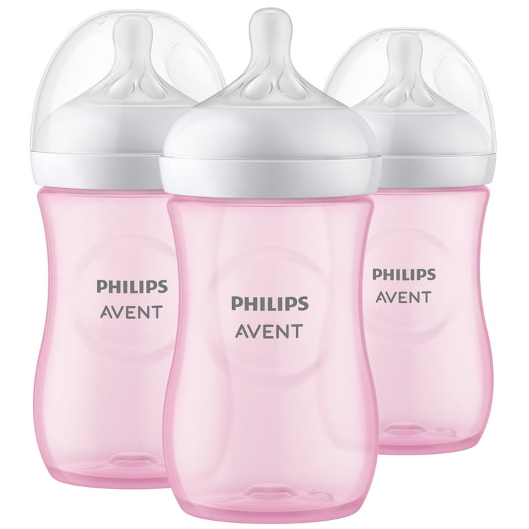 Avent 3-Pack Natural Wide-Neck Bottles (9 oz.) - pink, one size