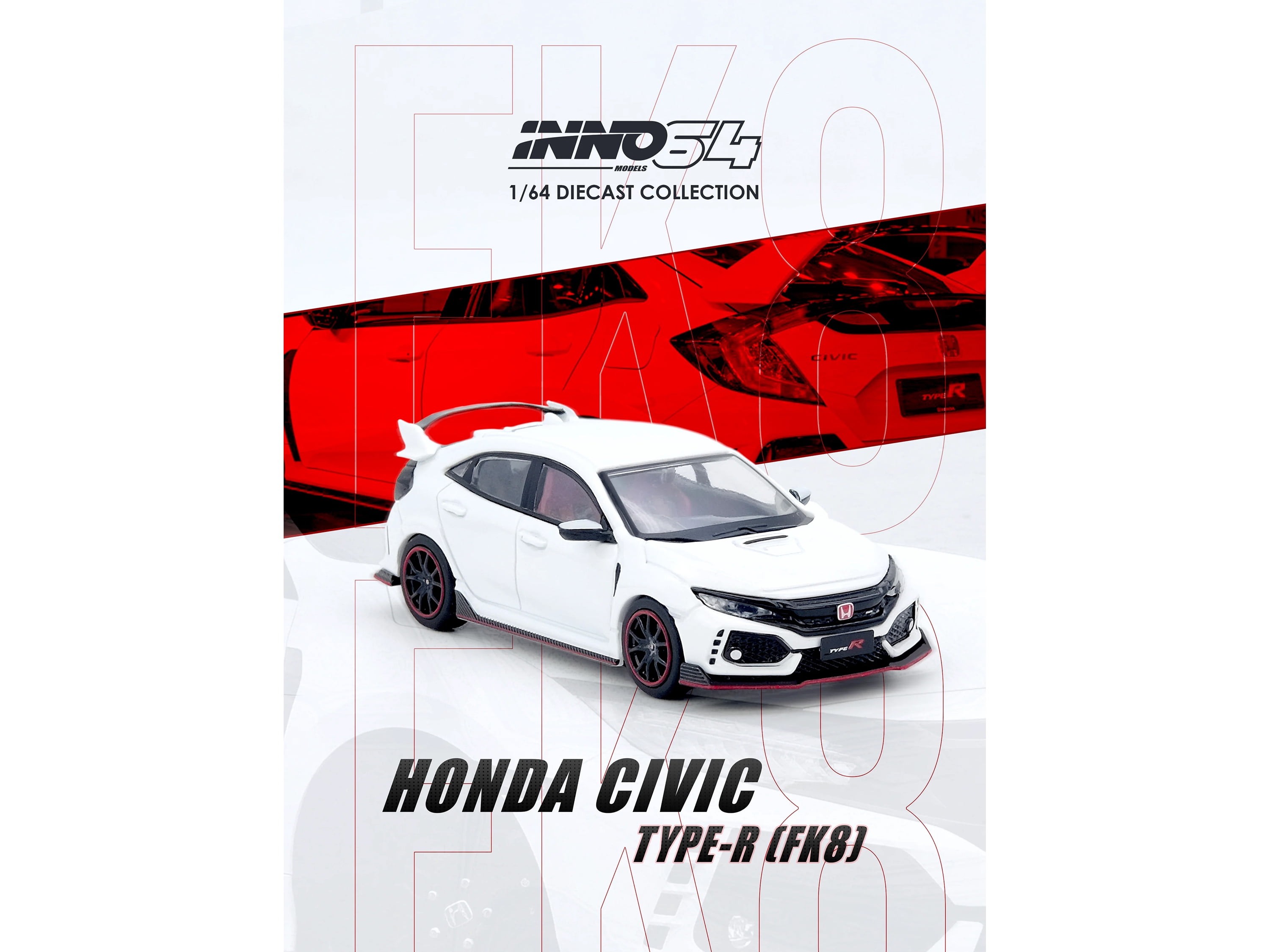 Honda Civic Type R (FK8) RHD (Right Hand Drive) White 1/64 Diecast Model Car by Inno Models