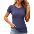 thumbnail image 2 of Women's Tops Short Sleeve Plus Size Round Neck Sports Running Fitness Breathable Top, 2 of 3
