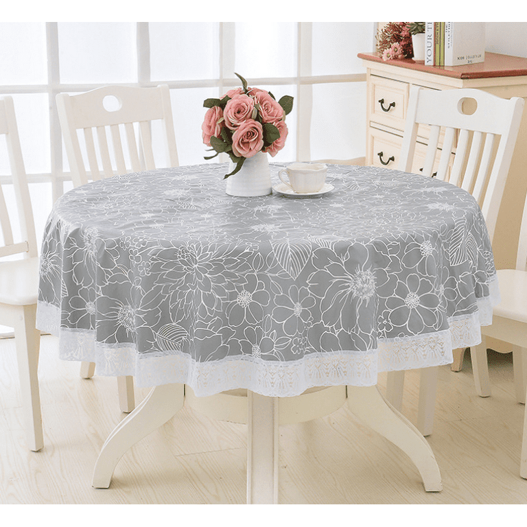 Round Pvc Oilcloth Lace Tablecloth