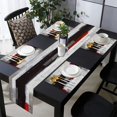 thumbnail image 2 of rouihot Cotton Linen Table Runner and Placemats Set of 6,Red Black and Grey Abstract Painting Home Table Decor for Dining Farmhouse Wedding Party Holiday Dinner,13X70 Inches C95, 2 of 3