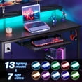 thumbnail image 6 of 55 Inch Reversible Gaming Desk with Power Outlets and LED Light, Office Desk with File Cabinet & Drawer, Computer Desk with Keyboard Tray and Full Monitor Riser and PC Stand, Study Table, Black, 6 of 9