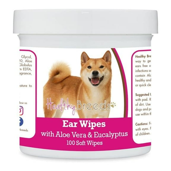 Healthy Breeds 192959824711 Shiba Inu Ear Cleaning Wipes with Aloe & Eucalyptus for Dogs - 100 Count