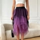 thumbnail image 4 of Falda de Alta Cintura Elástica de las Mujeres Falda Asimétrica en Capas de Cintura Alta con Diseño de Gradiente, Tela Suave Transpirable Midi Casual para el Verano, 4 of 5
