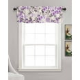 thumbnail image 3 of Country Floral Linen Curtain Valance for Bedroom/Bathroom/Kitchen/Office/Living/Dining Room Windows, Shabby Chic Purple Flower Ink Leaves Rod Pocket Topper Decorative Cafe Drapes Panel 42"x18", 3 of 6