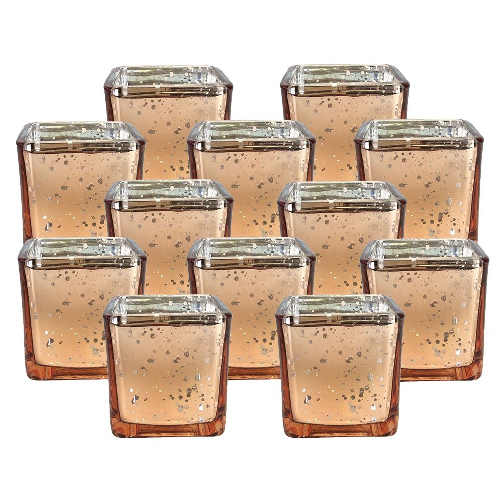 Just Artifacts Mercury Glass Square Votive Candle Holder 3"H (12pcs