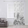 thumbnail image 3 of Palm Trees Semi Sheer Curtains Drapes for Living Room, Bedroom, French Doors Window 72 Inches Long, Black Grey Tropical Plants Summer Forest Rod Pocket Chiffon Curtain Drapery Voile Draperies Panel, 3 of 6
