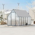 thumbnail image 5 of Senfot 6 x 11ft Walk-in Greenhouse Heavy-Duty Aluminum Frame Polycarbonate Panels Quick Setup Roof Vent Large Outdoor Greenhouse Kit for Garden Backyard Black, 5 of 9