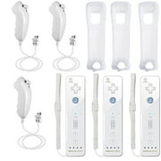 Bonadget 3 Packs Nintendo Wii Games Controllers, Remote Controller for Nintendo Wii/Wii U with Motion Plus, Nintendo Wii Controller & Nunchuck & Silicone Case & Wrist Strap (Christmas Gifts)